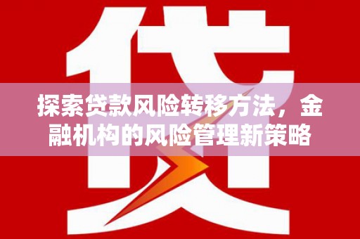 肥乡探索贷款风险转移方法，金融机构的风险管理新策略