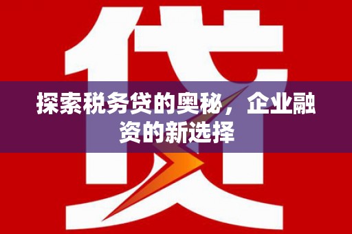 肥乡探索税务贷的奥秘，企业融资的新选择