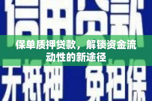 肥乡保单质押贷款，解锁资金流动性的新途径