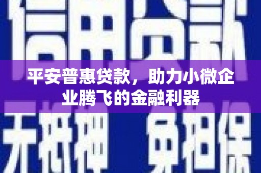 肥乡平安普惠贷款，助力小微企业腾飞的金融利器