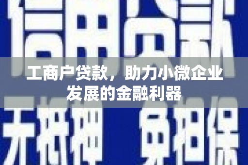 肥乡工商户贷款，助力小微企业发展的金融利器