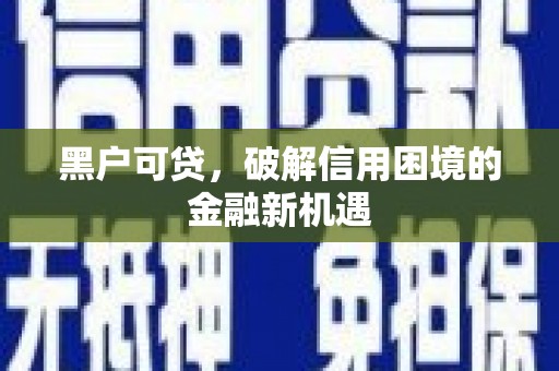 肥乡黑户可贷，破解信用困境的金融新机遇