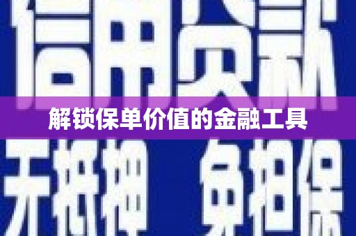 肥乡解锁保单价值的金融工具